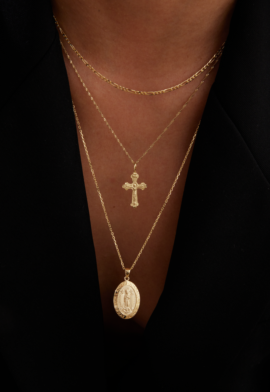 14k Solid Gold Figaro Chain
