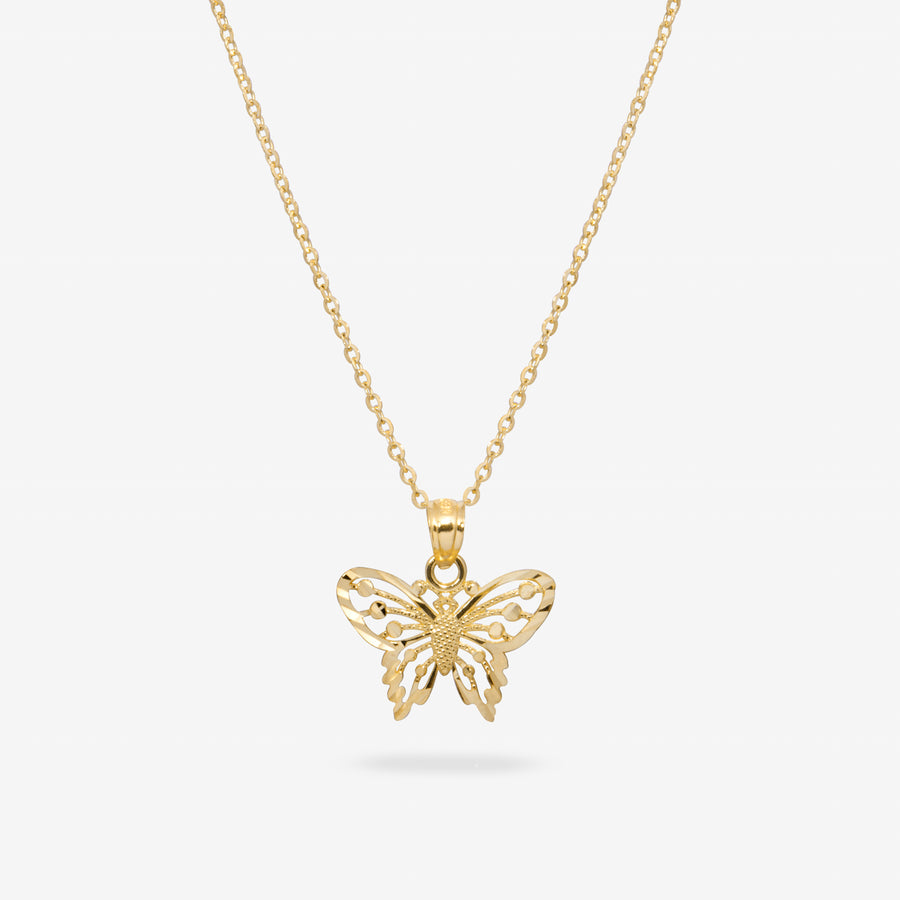 14k Solid Gold Mariposa Necklace