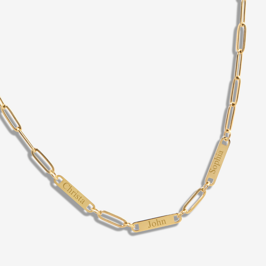 Triple Engravable Paperclip Necklace