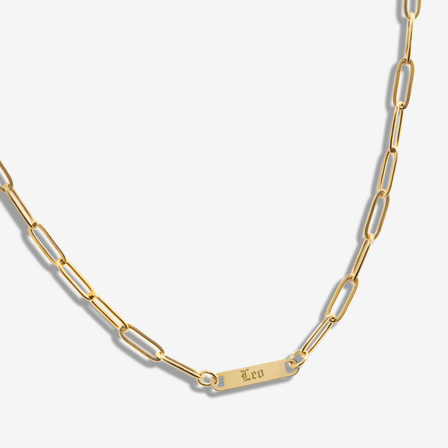 Single Engraved Paperclip Necklace