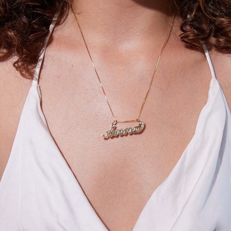 14k Solid Gold Custom Nameplate Necklace