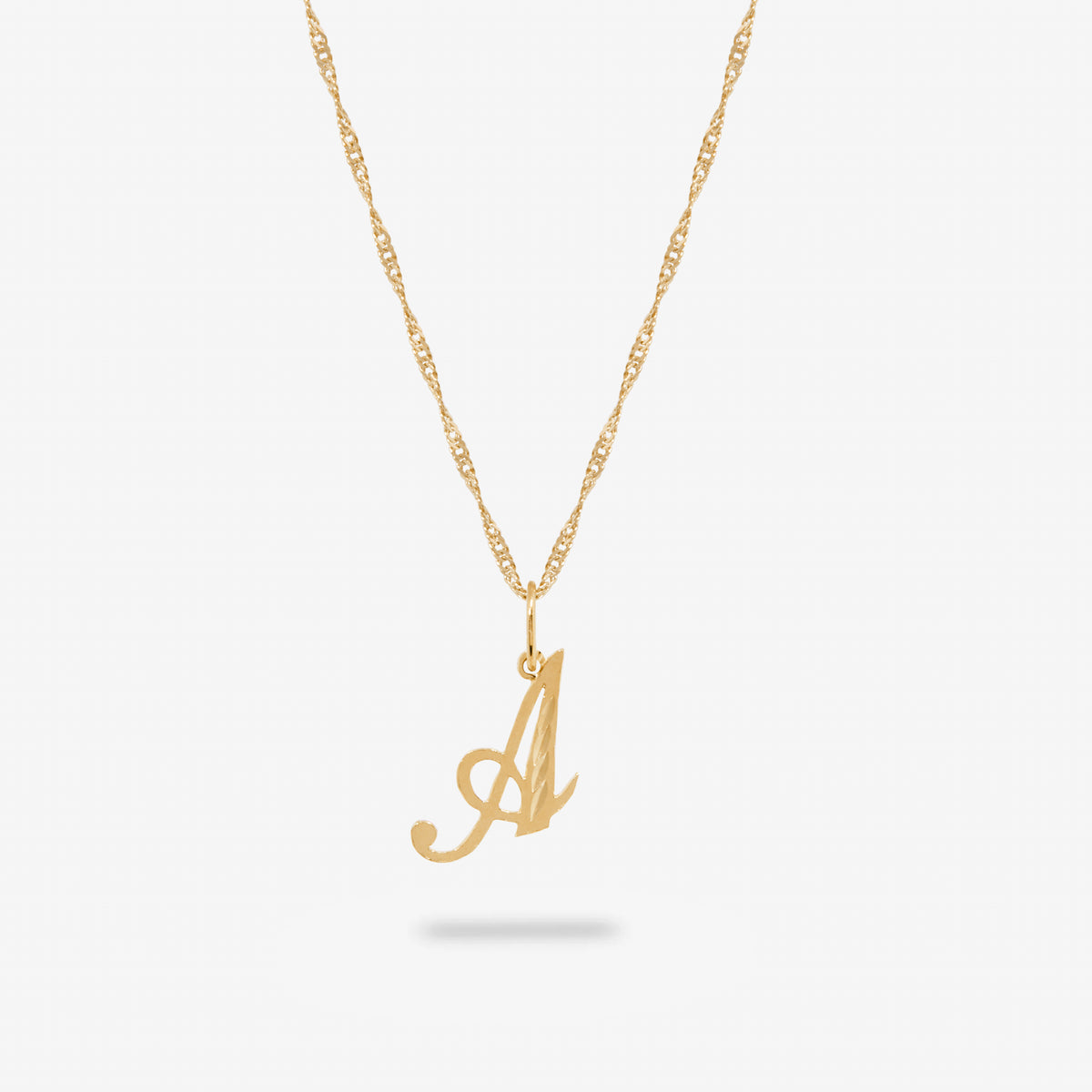 14k Solid Gold Cursive Initial Necklace