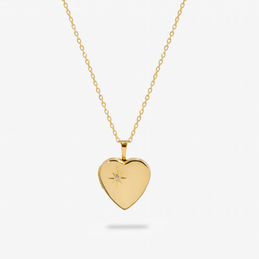 14k Solid Gold Corazón Locket Necklace