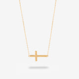 14k Solid Gold Sideways Crucifix Necklace