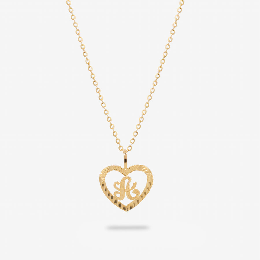 14k Solid Gold Sweetheart Initial Necklace