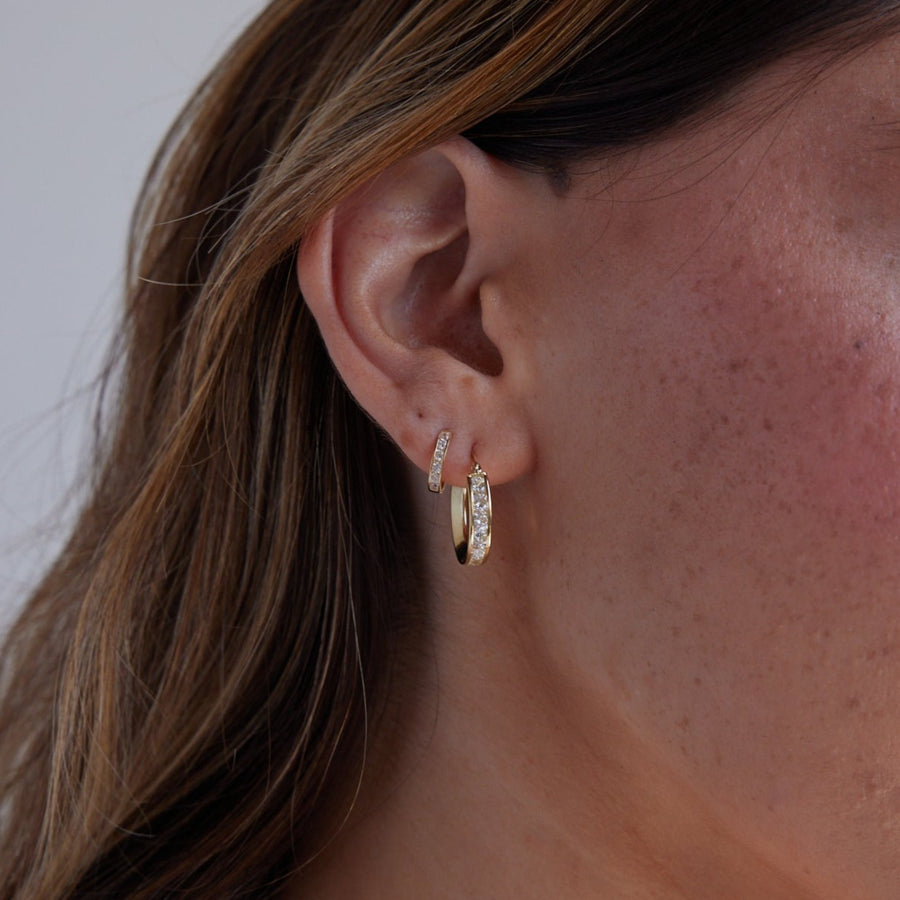 14k Solid Gold Pavé Huggies