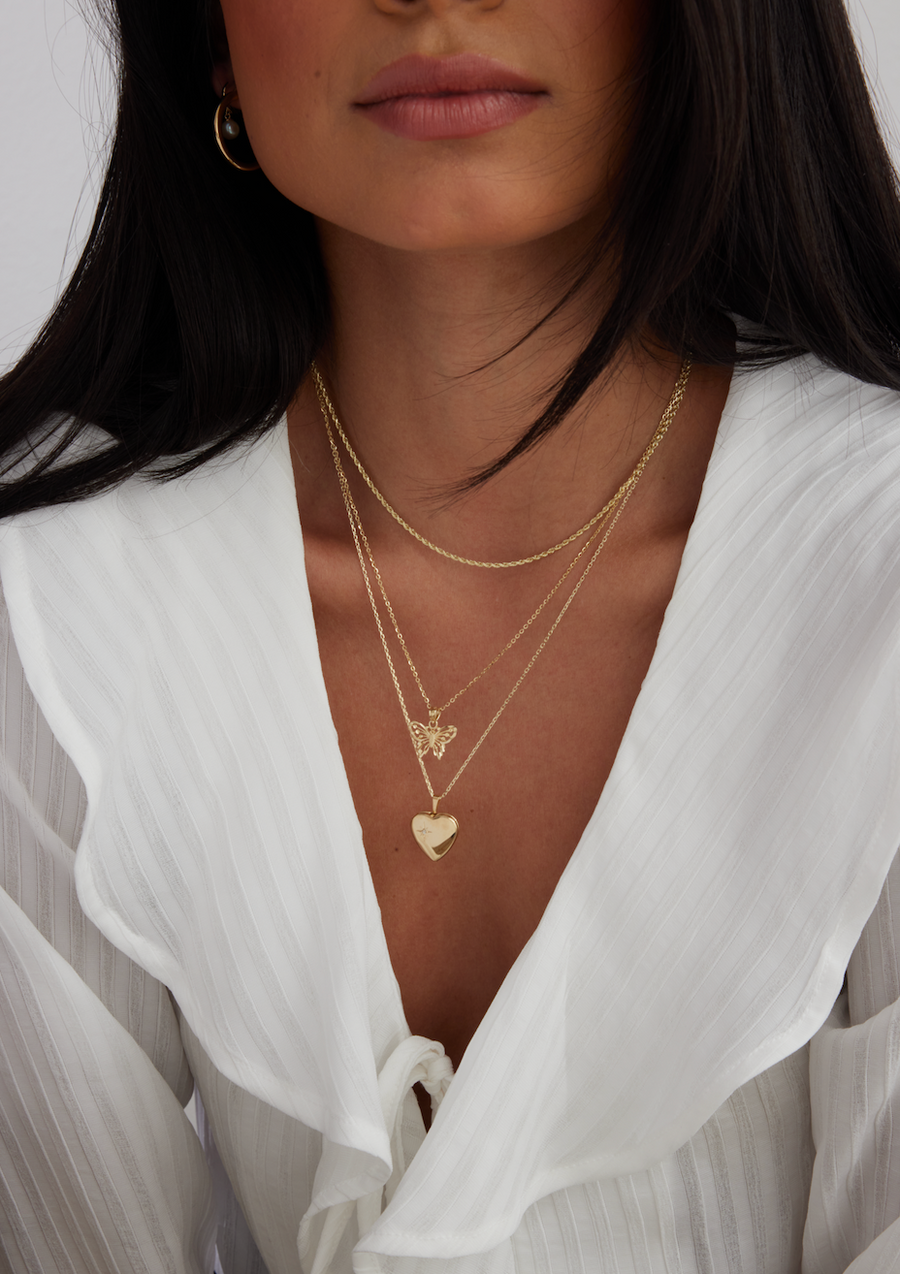 14k Solid Gold Mariposa Necklace