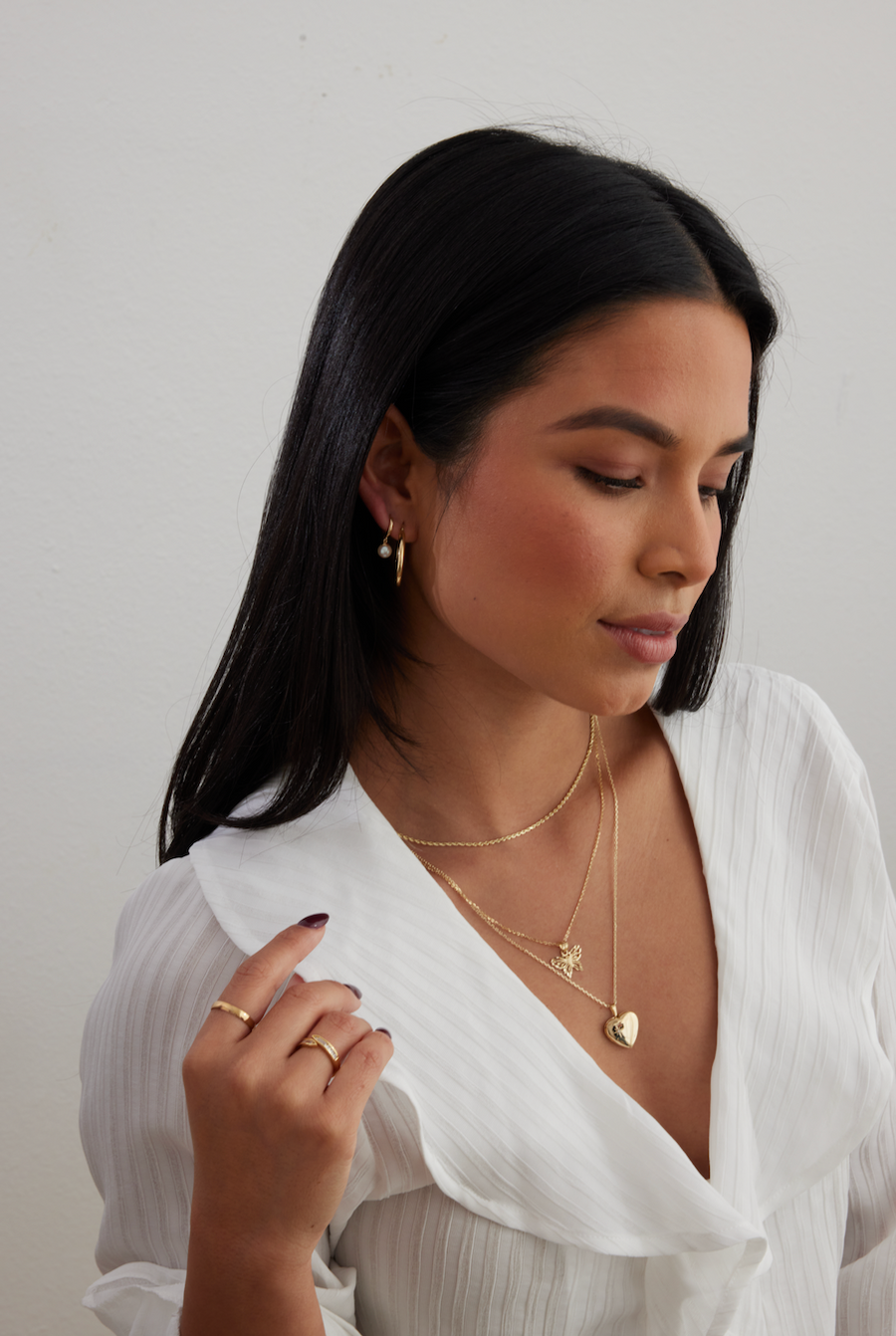 14k Solid Gold Pearl Drop Huggies