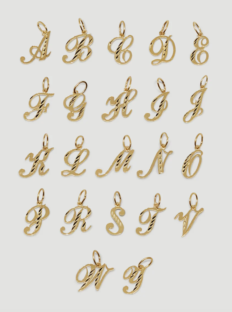14k Solid Gold Cursive Initial Necklace