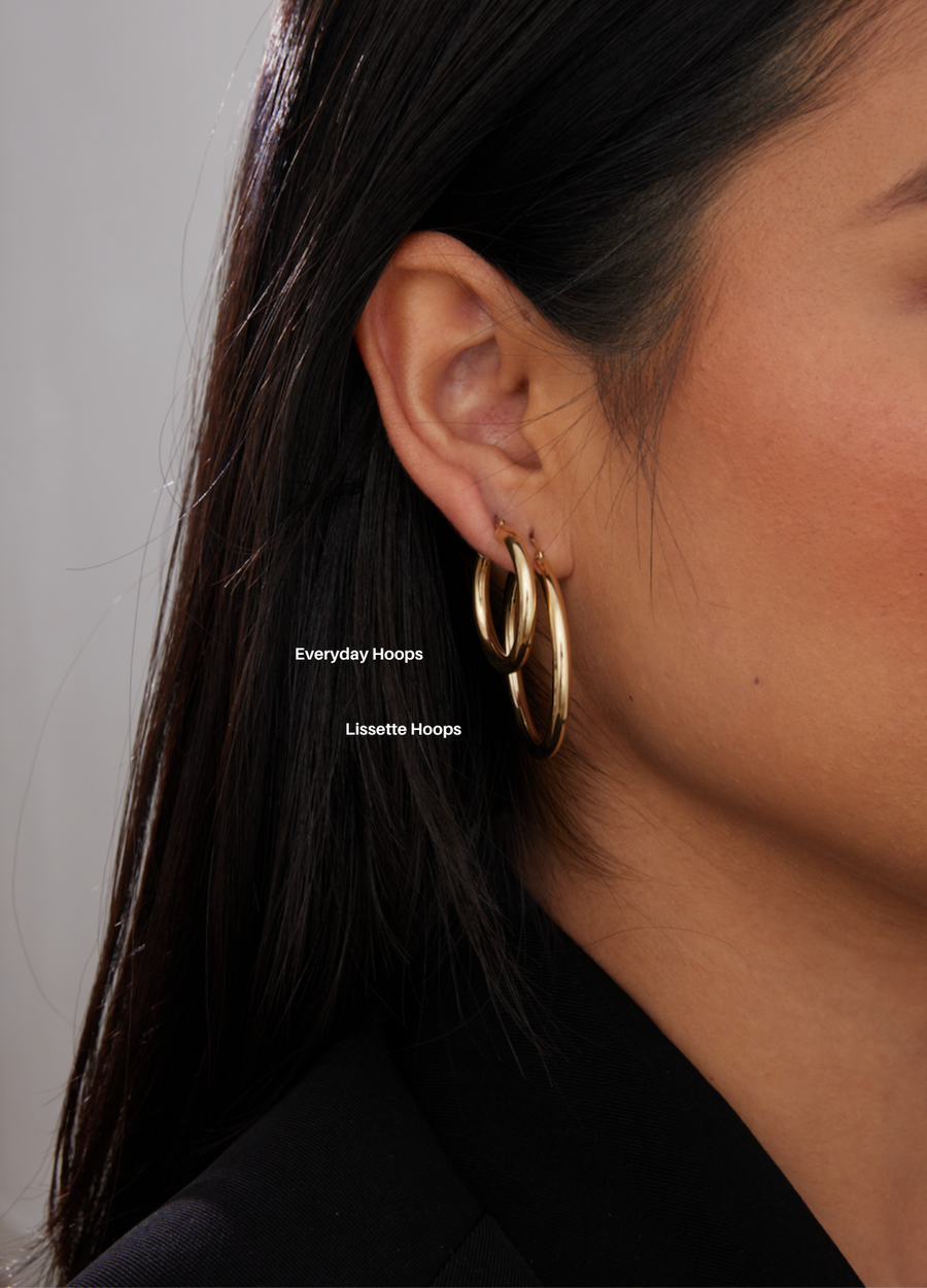14k Solid Gold Lissette Hoops