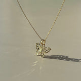 14k Solid Gold Mariposa Necklace