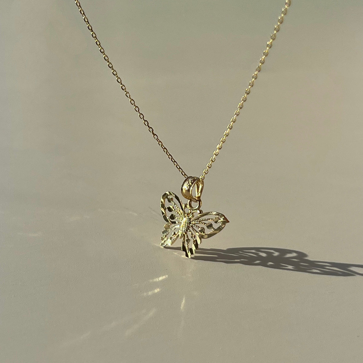 14k Solid Gold Mariposa Necklace