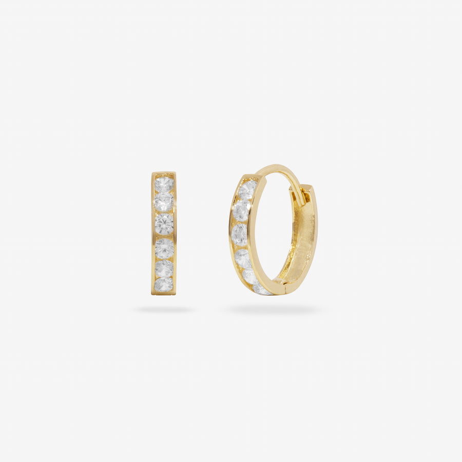 14k Solid Gold Pavé Huggies