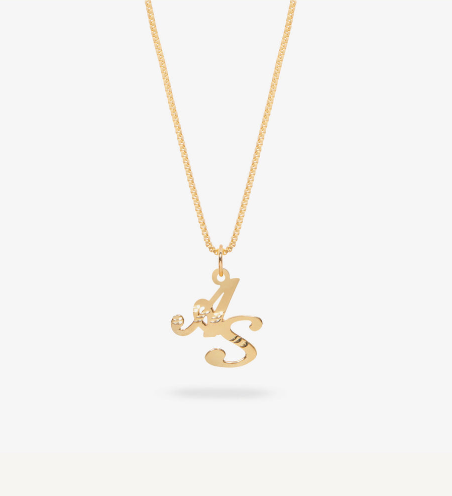14k Solid Gold Custom Double Initial Necklace